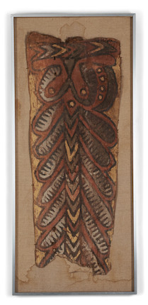 A New Guinea bark painting ht. 36, wd. 14, size of frame 41 1/2 x 18 1/2 in. image 1
