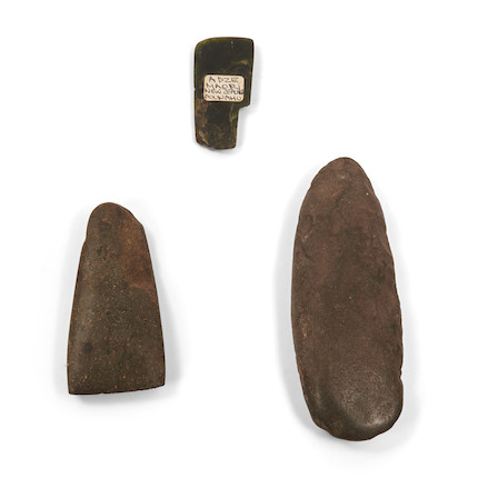 Three Pacific stone adze blades lg. 6 1/2, 4 1/2, and 2 3/4 in. image 2
