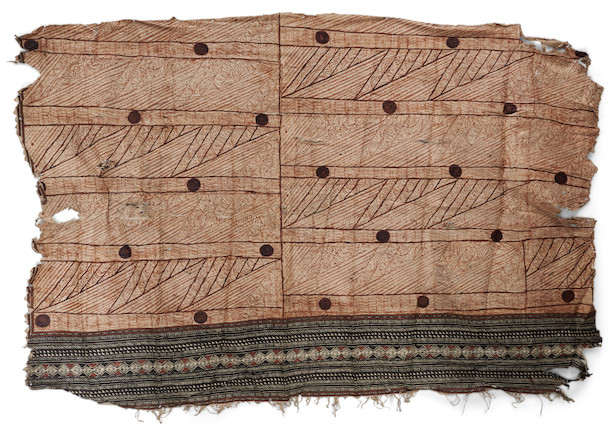 Large Fijian tapa cloth, masi kesa 68.8 x 94.4 in. image 1