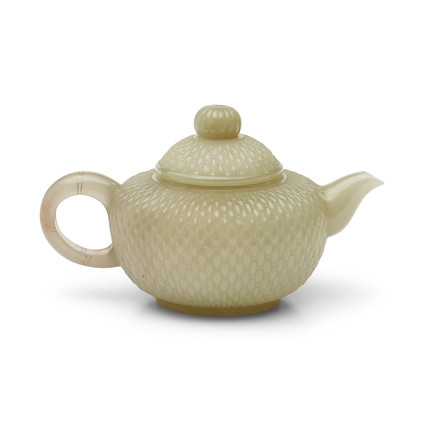 Nephrite Jade Floral Teapot image 1