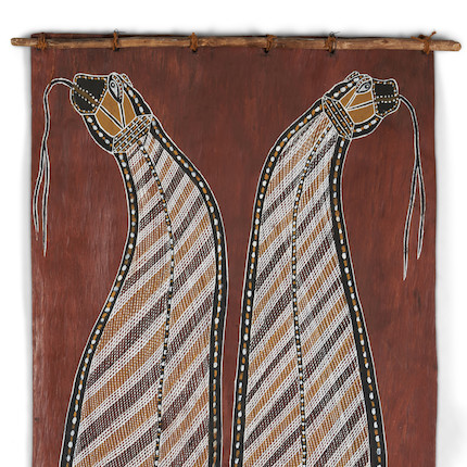 An Aborigine bark painting David Galbuma 63 x 25 in. image 3