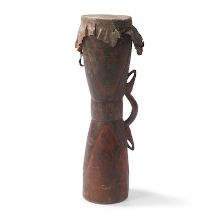 A Papua New Guinea ceremonial drum  ht. 17 1/4 in. image 1