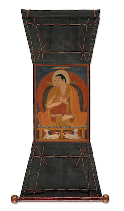 A THANGKA OF A KAGYU LAMA TIBET, CIRCA 12TH CENTURY image 2