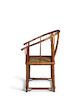 Thumbnail of A RARE AND EXCEPTIONAL HUANGHUALI AND HUAMU BAMBOO-STYLE HORSESHOE BACK ARMCHAIR, QUANYI 17th/18th century image 5