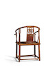 Thumbnail of A RARE AND EXCEPTIONAL HUANGHUALI AND HUAMU BAMBOO-STYLE HORSESHOE BACK ARMCHAIR, QUANYI 17th/18th century image 4