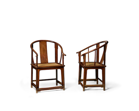 A PAIR OF HUANGHUALI HORSESHOE BACK ARMCHAIRS, QUANYI 17th/18th century (2) image 3