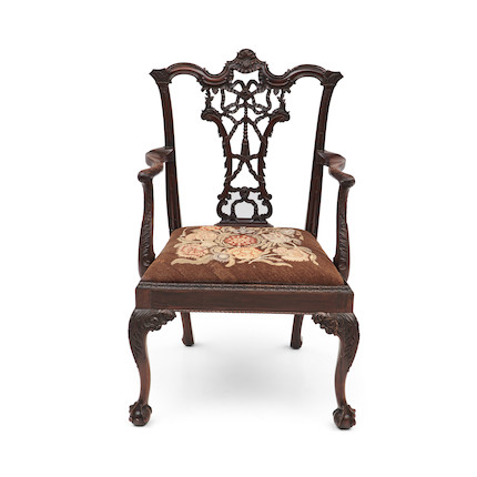 Chippendale-style Mahogany Armchair, image 1