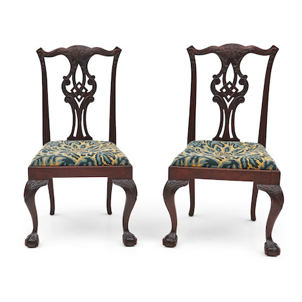 Pair of Chippendale-style Mahogany Side Chairs, early 20th century. image 1