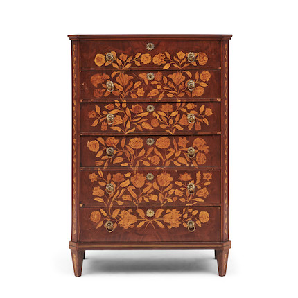 Inlaid Oak Tall Chest, Europe, 19th century. image 1