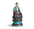 Thumbnail of A FAHUA FIGURE OF A SEATED BUDDHA Late Ming dynasty image 1