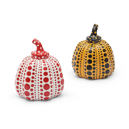 Yayoi Kusama (Japanese, born 1929) Two Pumpkins (Yellow and Red) height 4 1/4 in (10.8 cm) each image 1
