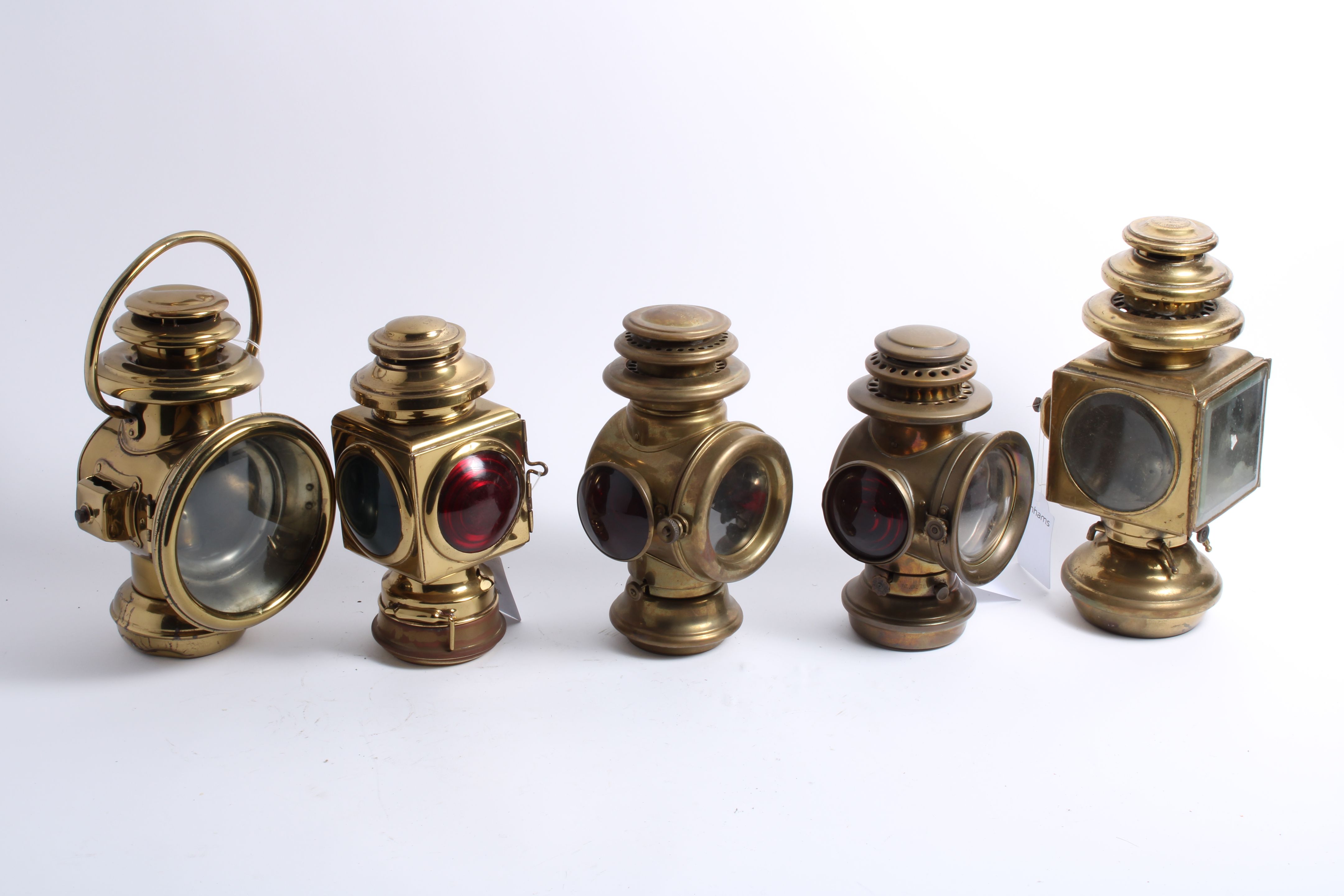 Five assorted brass sidelights, ((5))