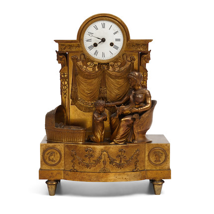 French Neoclassical Figural Clock image 1