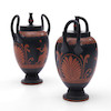 Thumbnail of Pair of Wedgwood Encaustic Decorated Black Basalt Vases and Covers, England, early 19th century, image 2