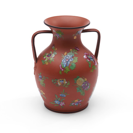 Wedgwood Enameled Rosso Antico Vase, England, c. 1820, image 3