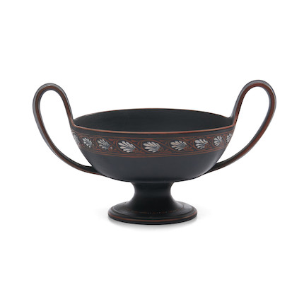 Wedgwood Black Basalt Encaustic Decorated Compote, England, early 19th century, image 1