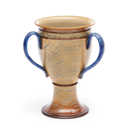 Royal Doulton Stoneware Three-handled Presentation Cup, England, c. 1925, image 4