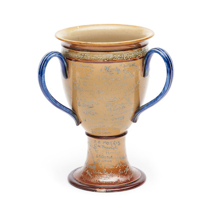 Royal Doulton Stoneware Three-handled Presentation Cup, England, c. 1925, image 3