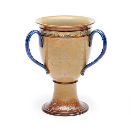Royal Doulton Stoneware Three-handled Presentation Cup, England, c. 1925, image 1