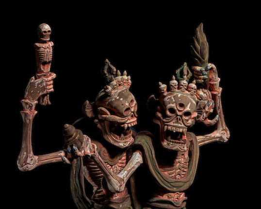 A POLYCHROMED WOOD FIGURE OF CHITIPATI TIBET, 19TH CENTURY image 2