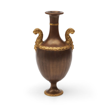 Wedgwood Bronzed and Gilded Black Basalt Vase, England, 19th century, image 1