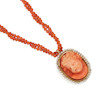 Thumbnail of A GOLD, CORAL AND SEED PEARL CAMEO NECKLACE image 2