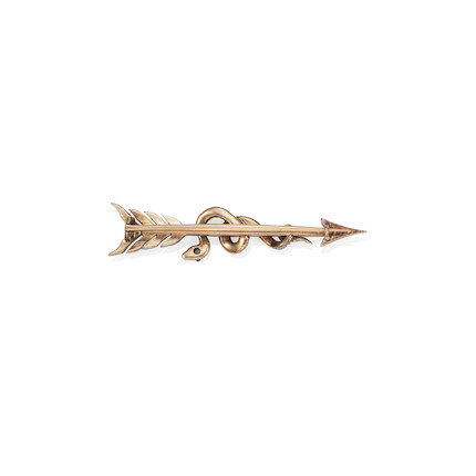 A SILVER-TOPPED GOLD AND DIAMOND ARROW BROOCH image 2