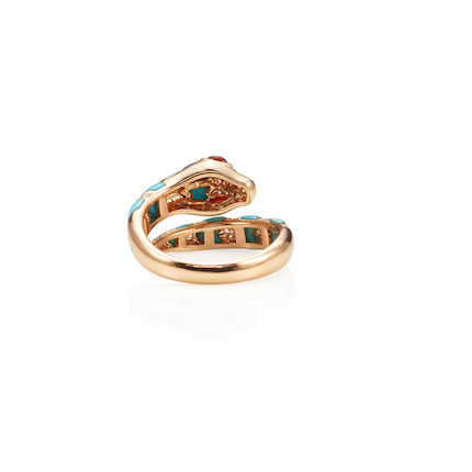 A ROSE GOLD, HARDSTONE AND DIAMOND RING image 2