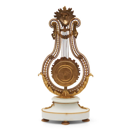 Japy Freres Dore Bronze and Marble Lyre Clock, France, 19th century, image 2