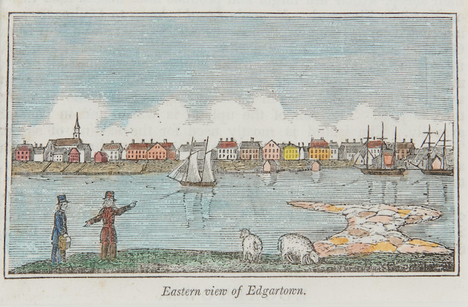 Two Framed Woodcut Engravings of Edgartown Harbor image 3