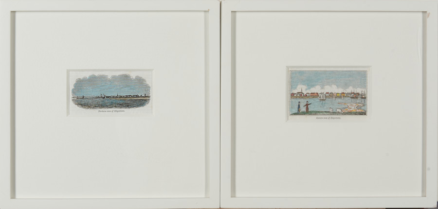 Two Framed Woodcut Engravings of Edgartown Harbor image 1