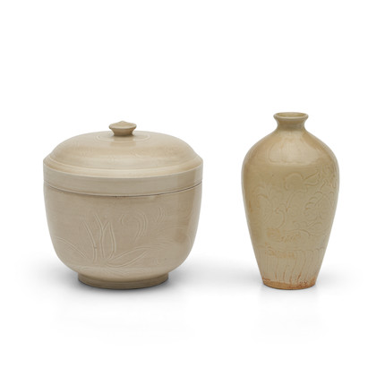 Two White-glazed Incised Vessels image 2
