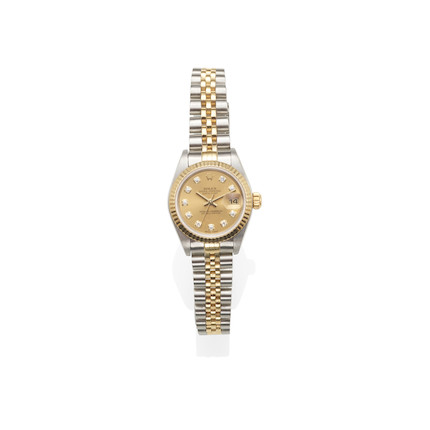 ROLEX A STAINLESS STEEL, GOLD AND DIAMOND 'DATEJUST' WRISTWATCH image 1