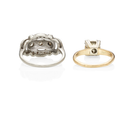 TWO BI-COLOR GOLD, WHITE GOLD AND DIAMOND RINGS image 3
