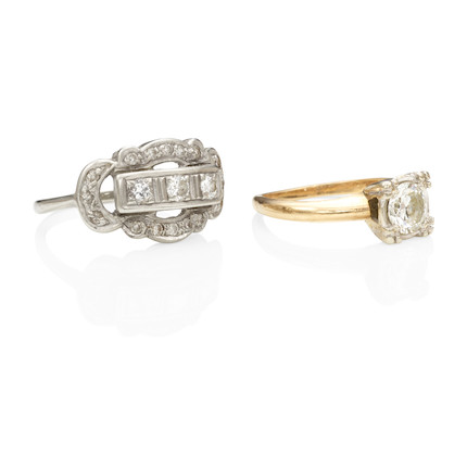 TWO BI-COLOR GOLD, WHITE GOLD AND DIAMOND RINGS image 2
