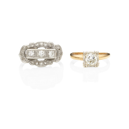 TWO BI-COLOR GOLD, WHITE GOLD AND DIAMOND RINGS image 1