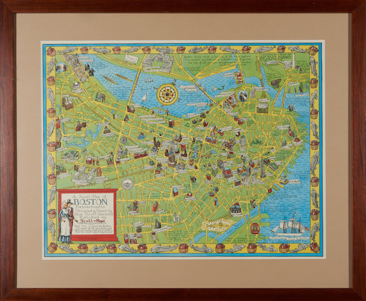 Framed Scott Map of Boston, Massachusetts late 20th century, image 3