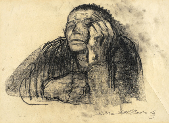 KÄTHE KOLLWITZ (1867-1945) Meditierende Frau 10 13/16 x 14 15/16 in (27.4 x 37.9 cm) (Executed circa 1917-1918) image 1