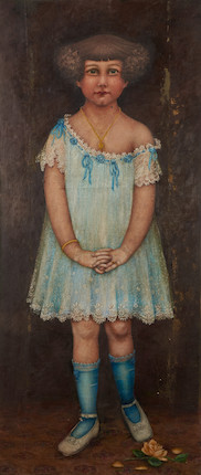 Framed Portrait of a Girl in Blue Dress image 1