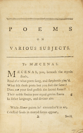 FIRST BOOK PUBLICATION OF AN AFRICAN AMERICAN WOMAN. WHEATLEY, PHILLIS. 1753-1784. Poems on Various Subjects, Religious and Moral.... London A. Bell, sold by Cox and Berry, Boston, 1773. image 4