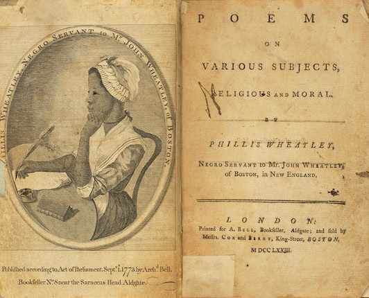 FIRST BOOK PUBLICATION OF AN AFRICAN AMERICAN WOMAN. WHEATLEY, PHILLIS. 1753-1784. Poems on Various Subjects, Religious and Moral.... London A. Bell, sold by Cox and Berry, Boston, 1773. image 2