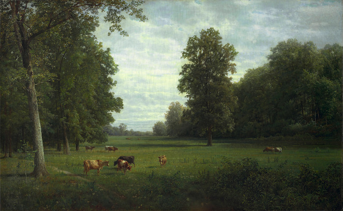 William Trost Richards (1833-1905) Cows in a Pasture 23 1/8 x 37 1/8 in. (58.7 x 94.3 cm.) (Painted in 1878.) image 1