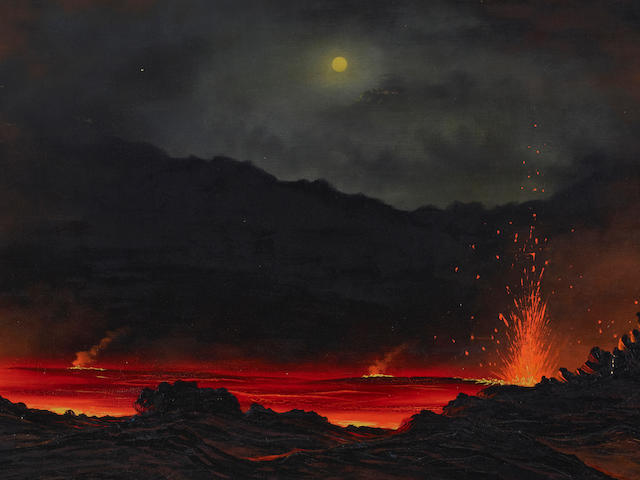 Attributed to David Howard Hitchcock (1861-1943) Halema'uma'u, Lake of Fire, K&#299;lauea Crater 18 1/4 x 28 1/4 in. (46.4 x 71.7 cm)
