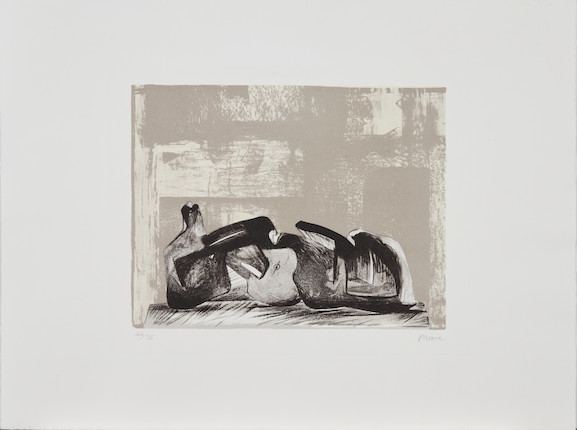 Henry Moore (British, 1898-1986); Reclining Figure Interior Setting I; image 2