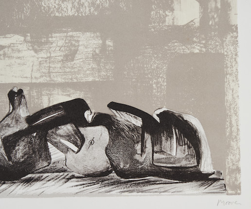 Henry Moore (British, 1898-1986); Reclining Figure Interior Setting I; image 3