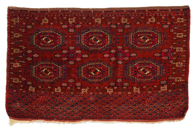 Tekke Chuval with Six Gul Turreted Design Turkestan 2 ft. 6 in.  3 ft. 10 in. image 1