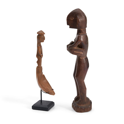 A Philippine carved wood maternity figure and Spoon ht. 10, and 6 1/4 in. image 4