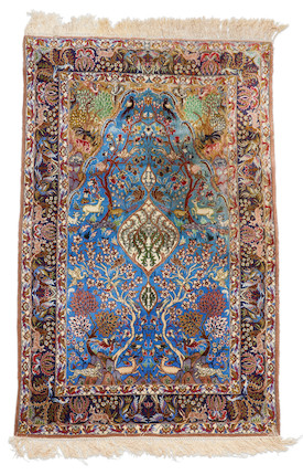 Two Isphahan Rugs with Silk Foundation Iran 3 ft. 5 in. x 5 ft. 3 in. and 3 ft. 8 in. x 5 ft. 7 in. image 2