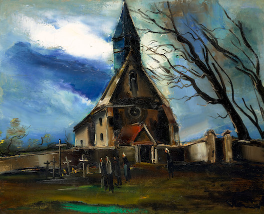 MAURICE DE VLAMINCK (1876-1958) Eglise Bretonne 25 3/4 x 32 in (65.4 x 81.3 cm) (Painted circa 1923-1925) image 1