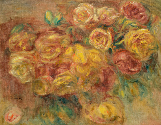 PIERRE-AUGUSTE RENOIR (1841-1919) Roses 15 13/16 x 20 1/16 in (40.2 x 51 cm) (Painted circa 1915) image 1